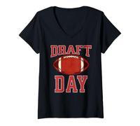 Mujer Draft Day | Fantasy Football Party Temporada Vintage Camiseta Cuello V