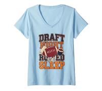 Mujer Draft Night Arruined My Sleep Fantasía Fútbol Humor Camiseta Cuello V