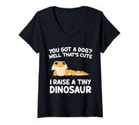 Mujer Dragón barbudo ¿Tienes un perro? Tengo un dinosaurio pequeño divertido Camiseta Cuello V