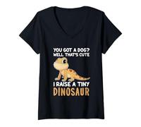 Mujer Dragón barbudo ¿Tienes un perro? Yo crio un dinosaurio pequeño divertido Camiseta Cuello V