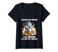 Mujer Dragón Humor Los Dragones Son Increíbles Lindo Fantasía Criatura Camiseta Cuello V