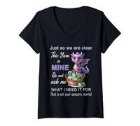 Mujer Dragon Just So We Are Clear, Este Hilo es mío, Divertido Tejido Camiseta Cuello V