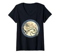 Mujer Dragon Moon Fantasy Legendary Mystical Night Mujeres Hombres Niños Camiseta Cuello V