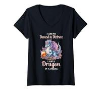 Mujer Dragón Mujer Humor No Damisela En Angustia Fantasía Camiseta Cuello V