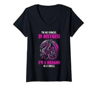 Mujer Dragón Mujer Humor No Damisela En Angustia Fantasía Camiseta Cuello V