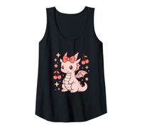 Mujer Dragón Rosa con Arco y Cerezas Sweet Coquette Kawaii Camiseta sin Mangas