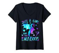 Mujer Dragones del Mundo Tipos de Dragones Camiseta Cuello V