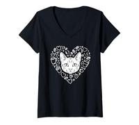Mujer Drawing Art Devon Rex Coffee Camiseta Cuello V