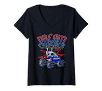 Mujer Dream Crusher Red White and Blue USA Monster Truck Camiseta Cuello V