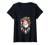 Mujer Dreamcatcher Christmas Santa Hat Feather Xmas Dream Catcher Camiseta Cuello V