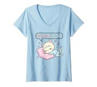 Mujer Dreaming in K-Pop - Linda Camisa de Gato durmiendo para niñas Camiseta Cuello V