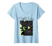 Mujer DreamWorks Dragons Night Fury Toothless Butterfly Camiseta Cuello V