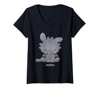 Mujer DreamWorks Dragons Tiny Adventures Toothless Camiseta Cuello V