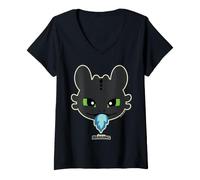Mujer DreamWorks Dragons Toothless Blue Flame Camiseta Cuello V