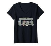 Mujer DreamWorks Dragons Toothless Expression Paint Strokes Camiseta Cuello V