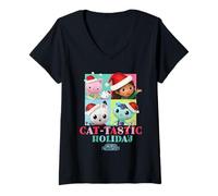 Mujer DreamWorks Gabby’s Dollhouse Cat-Tastic Holiday Camiseta Cuello V