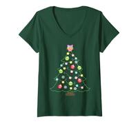 Mujer DreamWorks Gabby’s Dollhouse Kitty Christmas Tree Camiseta Cuello V