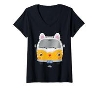 Mujer DreamWorks Gabby’s Dollhouse Kitty Wagon Big Face Camiseta Cuello V
