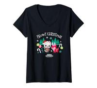 Mujer DreamWorks Gabby’s Dollhouse Meowy Christmas Candy Canes Camiseta Cuello V