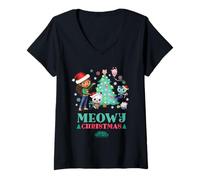 Mujer DreamWorks Gabby’s Dollhouse Meowy Christmas Holiday Camiseta Cuello V