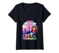 Mujer DreamWorks Gabby’s Dollhouse The Movie Cat Francisco Bridge Camiseta Cuello V