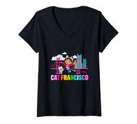 Mujer DreamWorks Gabby’s Dollhouse The Movie Cat Francisco Rainbow Camiseta Cuello V