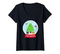 Mujer DreamWorks KouKou Christmas Tree Snow Globe Camiseta Cuello V