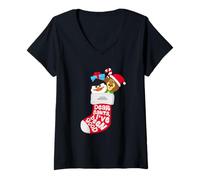 Mujer DreamWorks KouKou Dear Santa Stocking Camiseta Cuello V