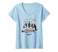 Mujer DreamWorks Madagascar Penguins Retro Campfire Camiseta Cuello V