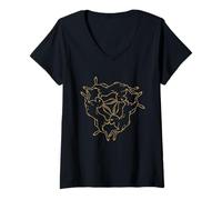 Mujer DREI Hasen Trinität Spirituell Symbol Erde Sonne Mond Natur Camiseta Cuello V