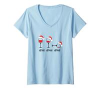 Mujer Drink Drank Drunk - Camiseta Divertida de Navidad Vino Camiseta Cuello V