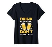 Mujer Drink Responsibly Don't Spill It Shirt Funny Drinking Camiseta Cuello V