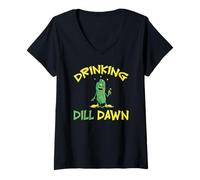 Mujer Drinking Dill Dawn Pepino Borracho Crucero con Alcohol Camiseta Cuello V