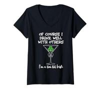 Mujer Drinks Well with Others St Patrick's Tini bit Irish Drinking Camiseta Cuello V