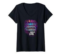 Mujer Driven by LFOs Synth Electronic Music Producer Camiseta Cuello V