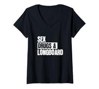 Mujer Drogas Sexuales y Longboard Camiseta Cuello V