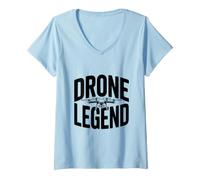 Mujer Drone Legend Aventura aérea para entusiastas de los Drones Camiseta Cuello V