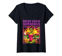 Mujer Drop Dead Gorgeous Summerween Humor Oscuro Adulto Glam Mujeres Camiseta Cuello V