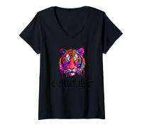 Mujer Drum N Bass Junglist EDM Rave Dance Music Jungle Lion Raver Camiseta Cuello V