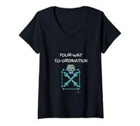 Mujer Drummer Tees Aztec - Coordinación de batería de 4 vías Camiseta Cuello V