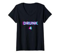 Mujer Drunk Four Number 4 Alcohol Funny Drinking Team Camiseta Cuello V