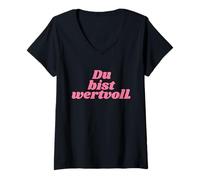 Mujer Du BIST wertvoll - Positive Affirmations Camiseta Cuello V