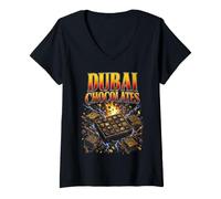 Mujer Dubai Chocolate Camiseta Cuello V