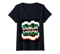 Mujer Dublín Vision Pixel Pulse Camiseta Cuello V