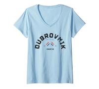 Mujer Dubrovnik Croacia Viaje Familiar Vacaciones de Verano a Dubrovnik Camiseta Cuello V
