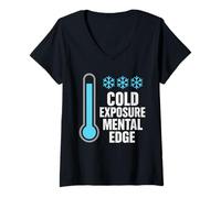 Mujer Ducha Fría Dureza Mental Exposición Fría Biohacker Mañana Camiseta Cuello V