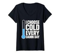Mujer Ducha Fría Dureza Mental Exposición Fría Biohacker Mañana Camiseta Cuello V