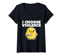 Mujer Duck, elijo la Violencia Camiseta Cuello V