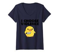 Mujer Duck, elijo la Violencia Camiseta Cuello V