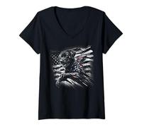 Mujer Duck Hunter, propietario de Black Labrador T USA Flag Lab Camiseta Cuello V